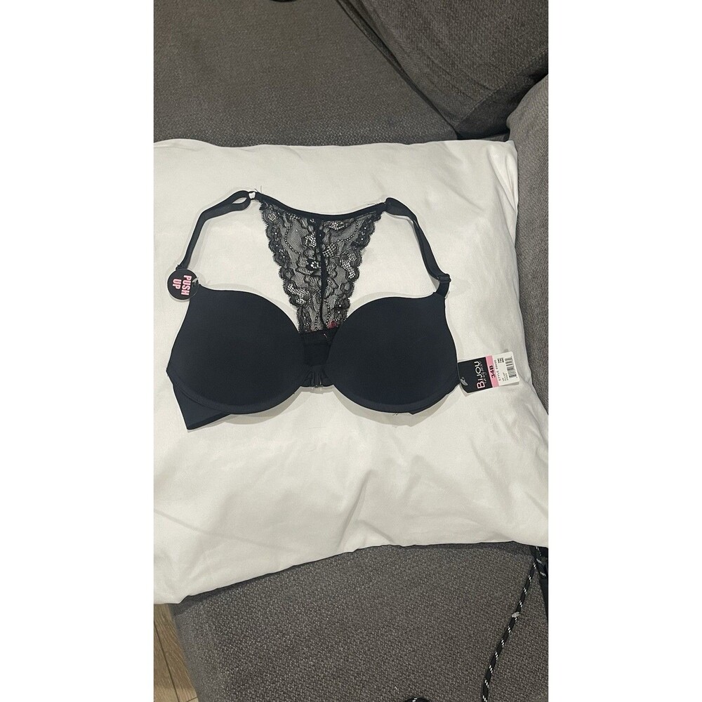 Brand New Bijou Lace Ribbon Push Up Bra With Pink Ribbon On The Back Size 34B